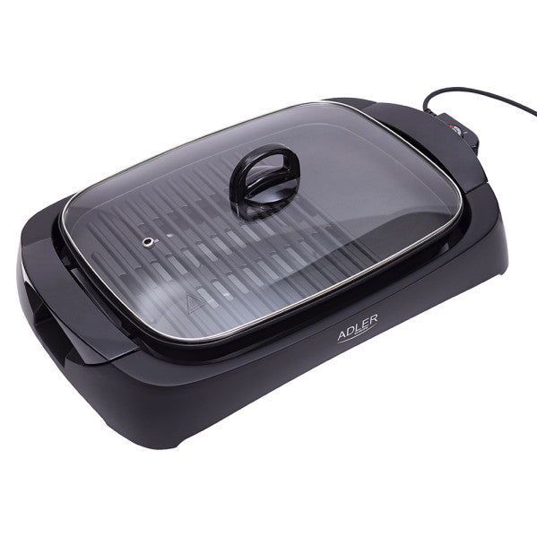 Grill Parrilla Electrica 3000w Reg.temperatura,antiadherente C/tapa De Vidrio Y Espatula 12x51x32 Cm