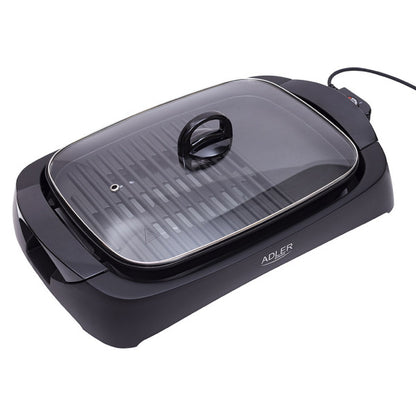 Grill Parrilla Electrica 3000w Reg.temperatura,antiadherente C/tapa De Vidrio Y Espatula 12x51x32 Cm