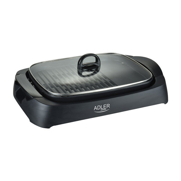 Grill Parrilla Electrica 3000w Reg.temperatura,antiadherente C/tapa De Vidrio Y Espatula 12x51x32 Cm