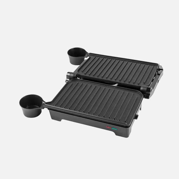Grill Parrilla Galeon 1200w Negro/acero Apertura 180º Placa 26x16,5m Antiadherente Luz Ind.tacto Frio 11,5x29,5x26cm