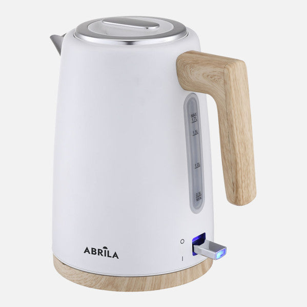 Hervidor De Agua Elec.thaler Blanco/haya/plata 1,7l 2200w  Base Giratoria Tacto Frio,apagado Autom.seguridad 24x22,5x15,5cm
