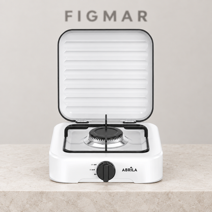 Cocina de gas butano Foster blanca de un quemador con fondo Figmar