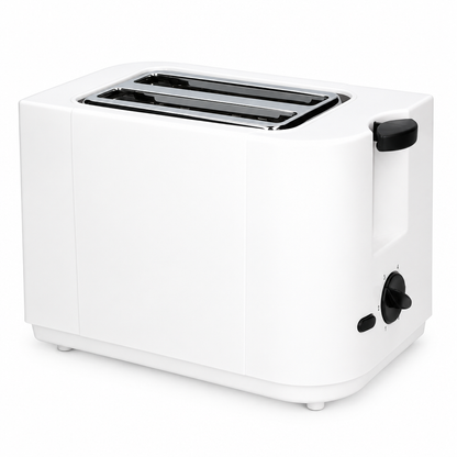 Tostador Valine blanco de 700 W con dos ranuras, visto sobre fondo blanco