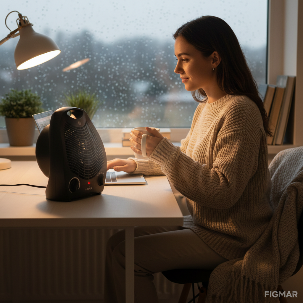 Termoventilador Cerámico Kraken 2000W Negro en home office - Suministros Figmar