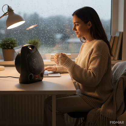 Termoventilador Cerámico Kraken 2000W Negro en home office - Suministros Figmar