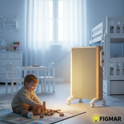 Radiador de Mica Badin 1500W Blanco/Madera en habitación infantil - Suministros Figmar