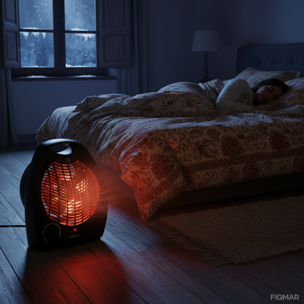 Termoventilador Cerámico Kraken 2000W Negro en dormitorio - Suministros Figmar