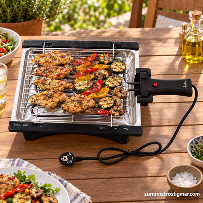 Barbacoa eléctrica Jata BQ95 con pollo y verduras a la parrilla, Suministros Figmar