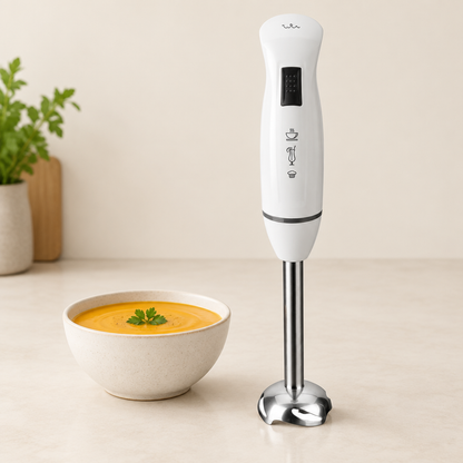 Batidora de mano JATA BT126 de 400 W junto a un bol en una cocina minimalista