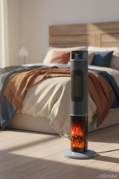 Termoventilador cerámico torre Everton 2000W en dormitorio