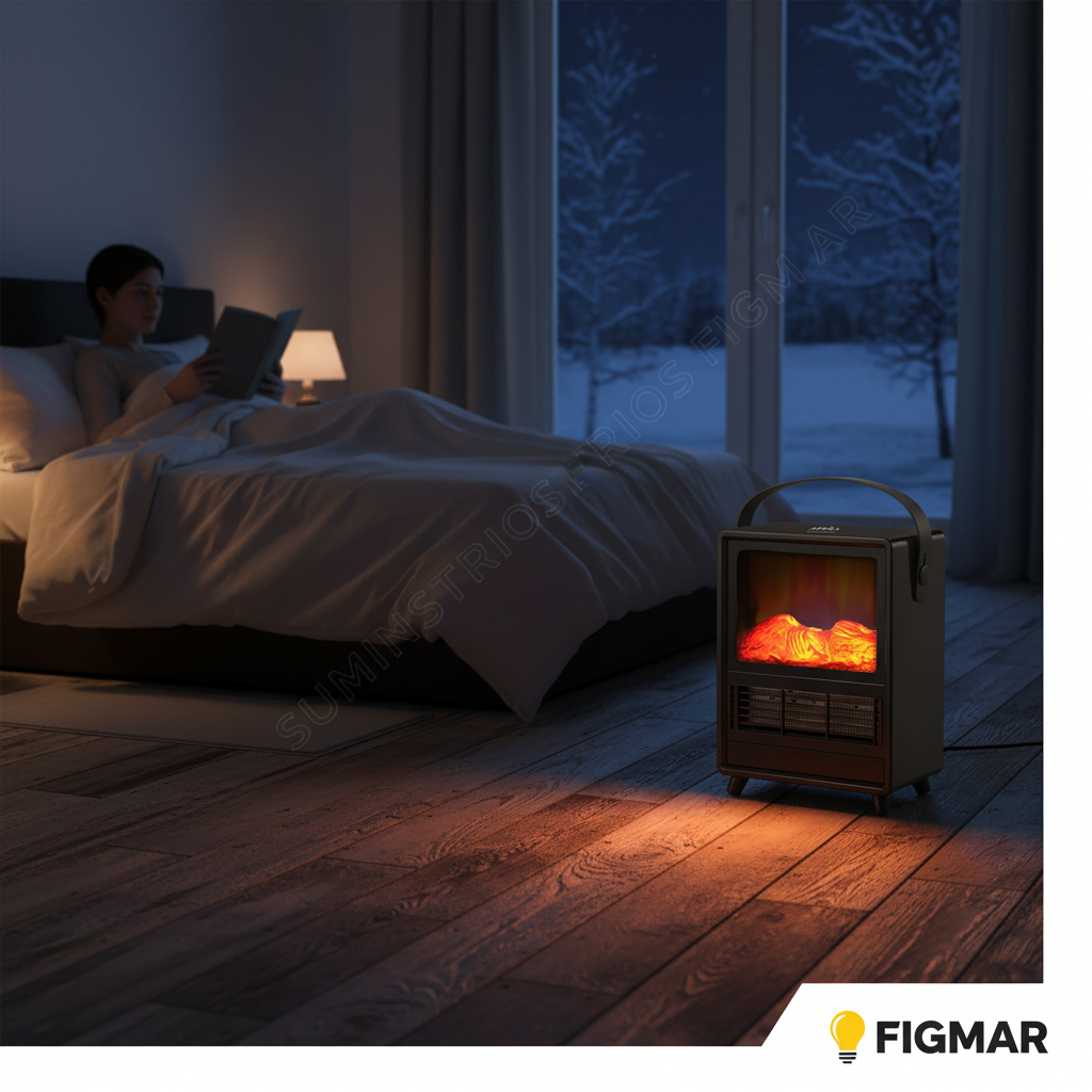 Termoventilador Arkansas 1500W Negro en dormitorio - Suministros Figmar