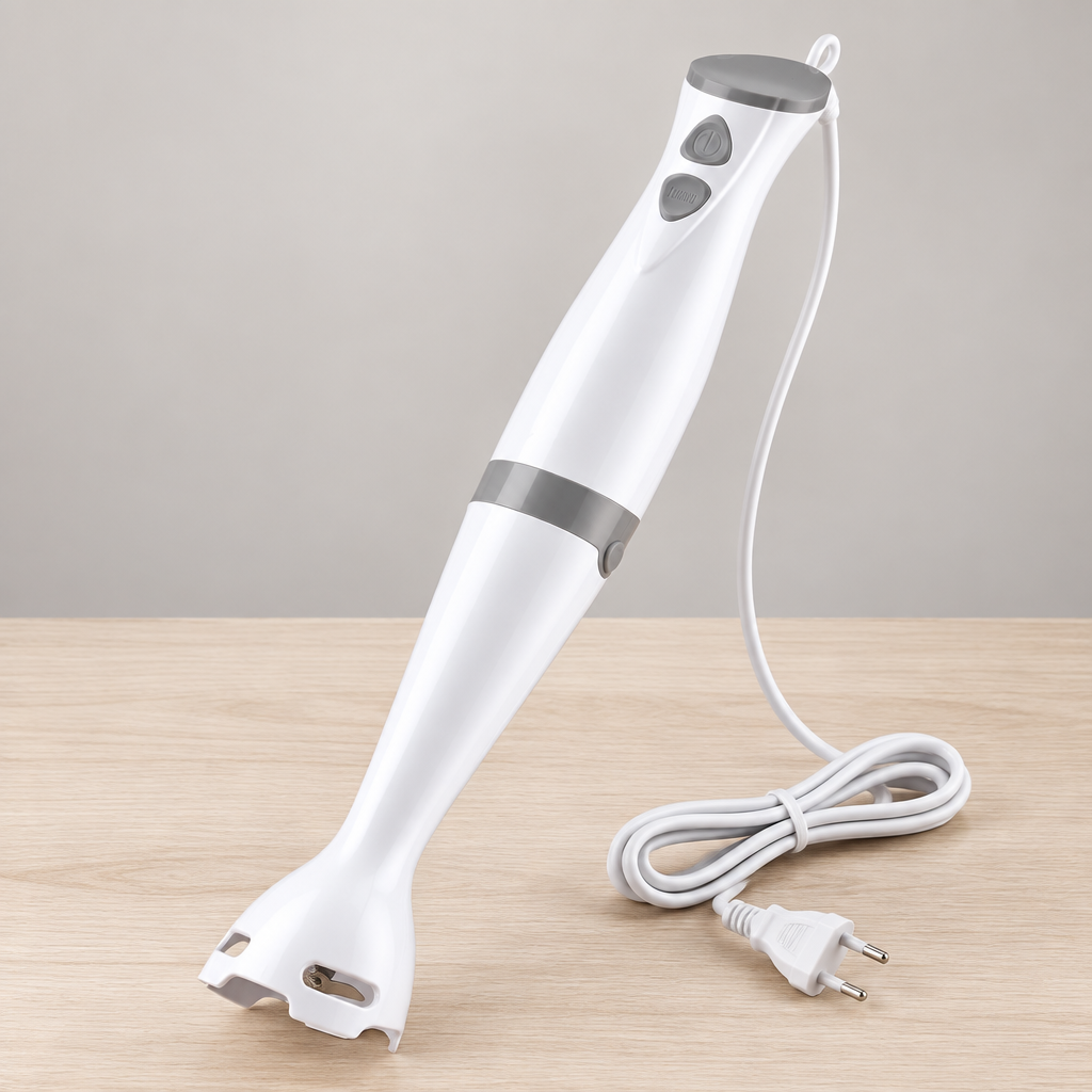 Batidora de mano KEVER 700 W GSC con cable ordenado sobre un fondo gris cálido y limpio