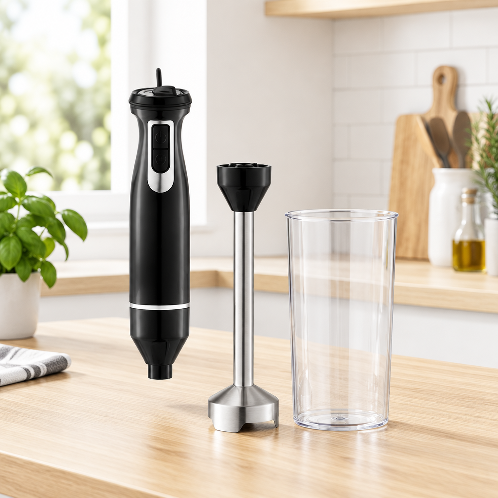 Batidora de mano Voiga 800 W negra con vaso mezclador y brazo desmontable