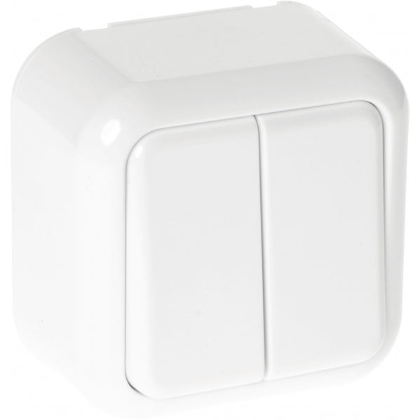 Interruptor Doble Ancient 2 Teclas Blanco 6x6x3 Cm