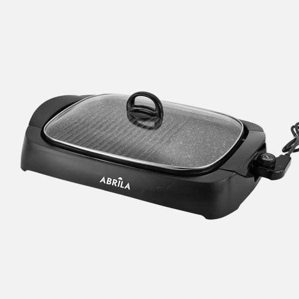 Griddle and Grill with Lid Sendai 2000w Black Non-stick Ceramic, Adjustable Thermostat, Quick Heat-up 15,5x56x35cm