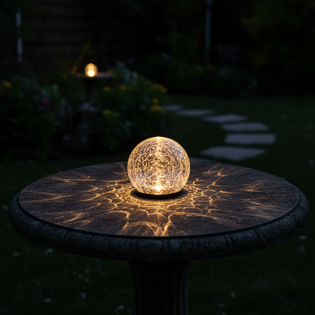 Lámpara Globo Solar Cristal Roto 10cm Galix | Suministros Figmar