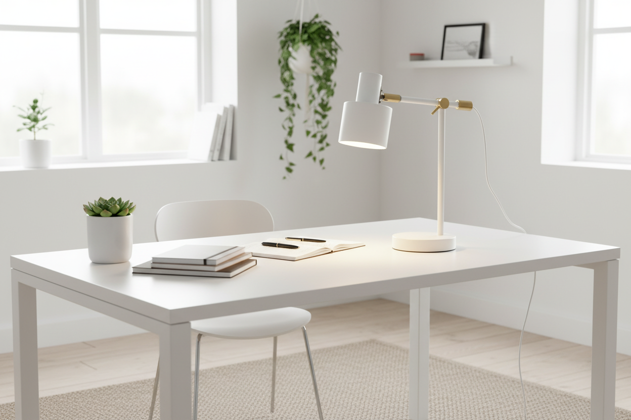 Lámpara de Mesa Blanca E27 Orientable Serantes EB F-Bright