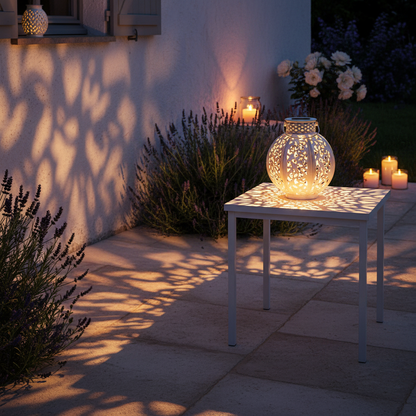 Lámpara Solar Blanca Vintage Metálica Efecto Sombras Galix