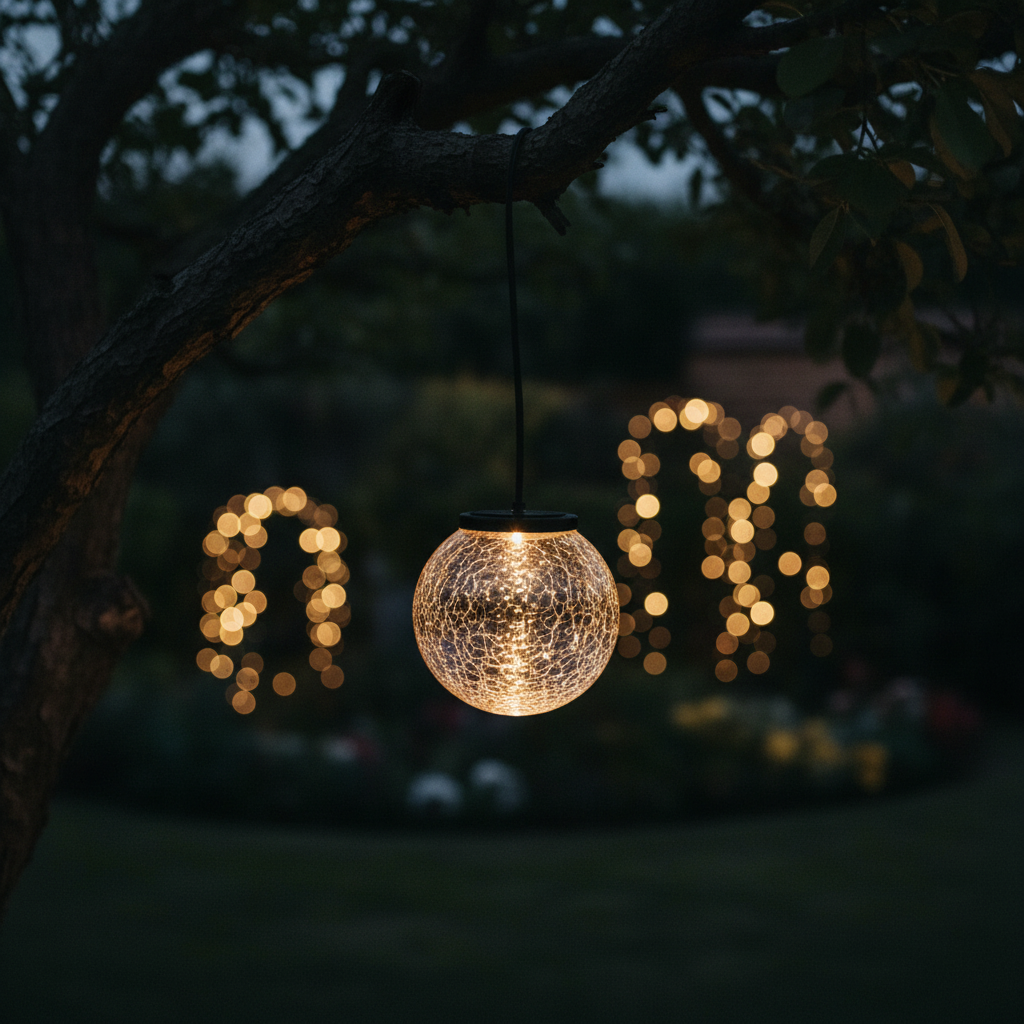Lámpara Solar Bombilla Colgante Efecto Cristal Roto 15cm Galix