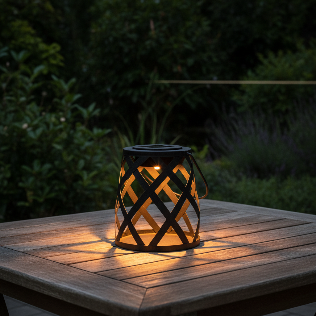 Lámpara Solar Decorativa Metálica Negra Exterior Galix