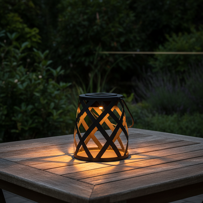 Lámpara Solar Decorativa Metálica Negra Exterior Galix