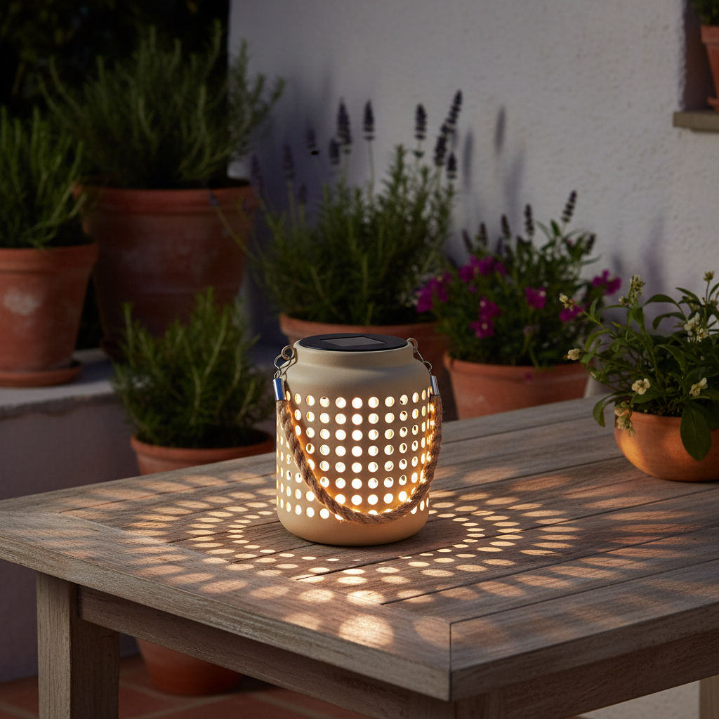 Lámpara Solar LED Jarrón Beige 6500K IP44 6h Encendido Automático Strühm