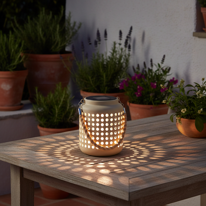 Lámpara Solar LED Jarrón Beige 6500K IP44 6h Encendido Automático Strühm