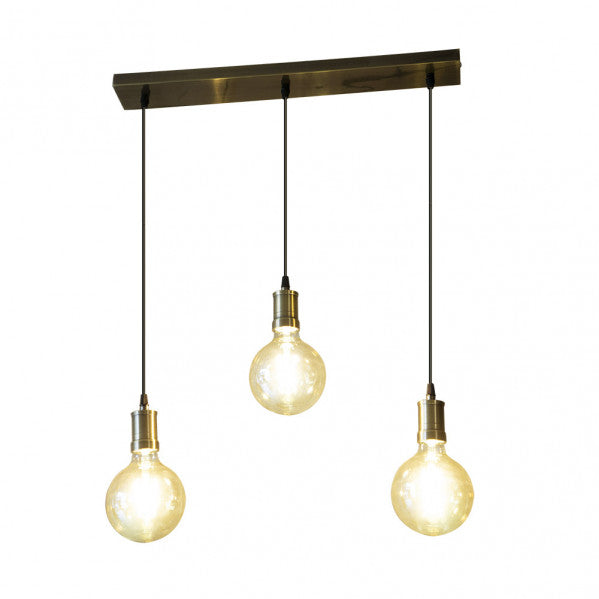 Lampara Celso 3xe27 Cuero/ambar  Bombillas  Incluidas 24w 2700k 2250lm Regx64x13 Cm