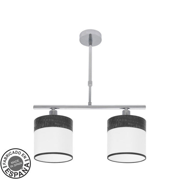 Lampara Cloe 2xe14 Cromo/blanca-madera Negra Regx43x14 cm
