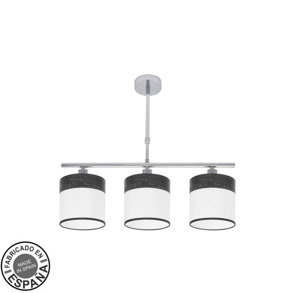 Lampara Cloe 3xe14 Cromo/blanca-madera Negra Regx55x14 cm