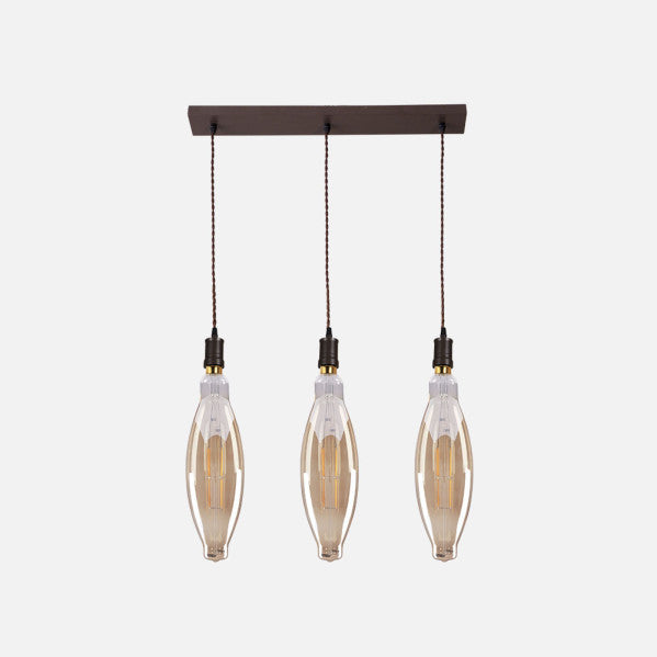 Lampara Elio 3xe27 Marron/ambar  Bombillas   Incluidas 24w 3000k 2550lm Regx64x12 Cm