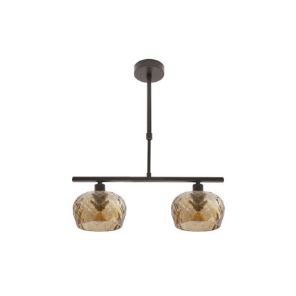 Lampara Estela 2xe14 Marron Regx41x13 Cm C/tulipas  Cristal Tallado Ambar