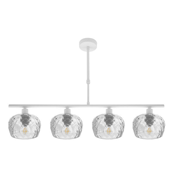 Lampara Estela 4xe14 Blanca Regx75x13 Cm C/tulipas Cristal Tallado Transparente