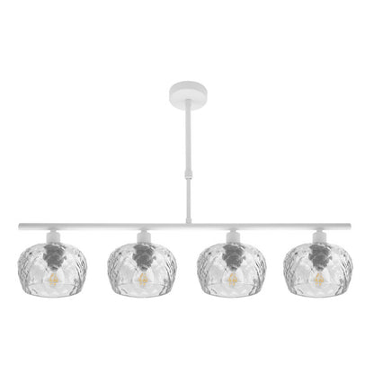 Lampara Estela 4xe14 Blanca Regx75x13 Cm C/tulipas Cristal Tallado Transparente
