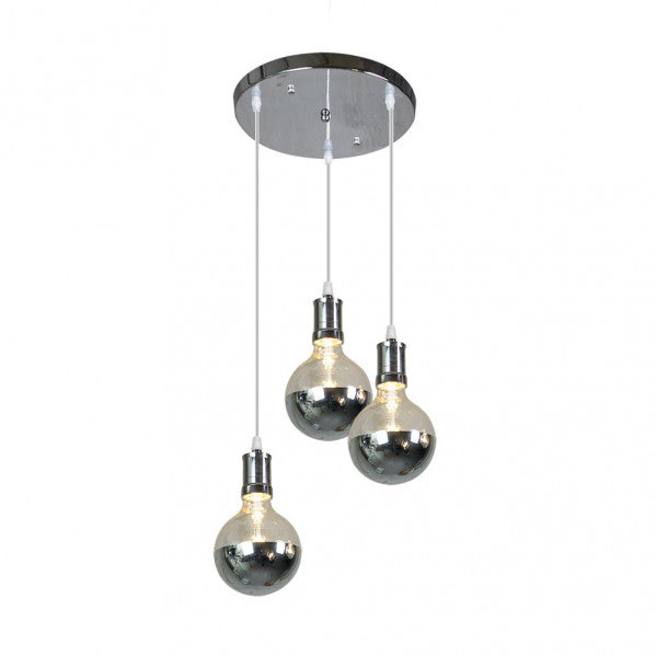 Lampara Gala 3xe27 Cromo/cromo Bombillas   Incluidas 24w 2700k 2100lm Regx36x36 Cm