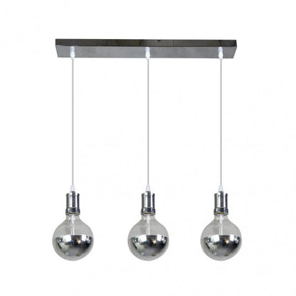 Lampara Gala 3xe27 Cromo/cromo  Bombillas   Incluidas 24w 2700k 2100lm Regx64x12,5 Cm