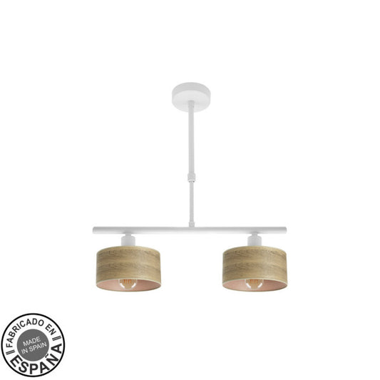 Lampara Gilda 2xe14 Blanco/madera Clara Regx43x14 Cm