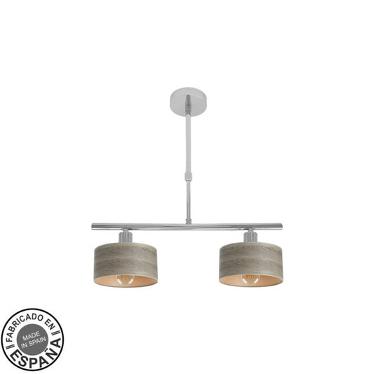Lampara Gilda 2xe14 Cromo/madera Gris Regx43x14 Cm
