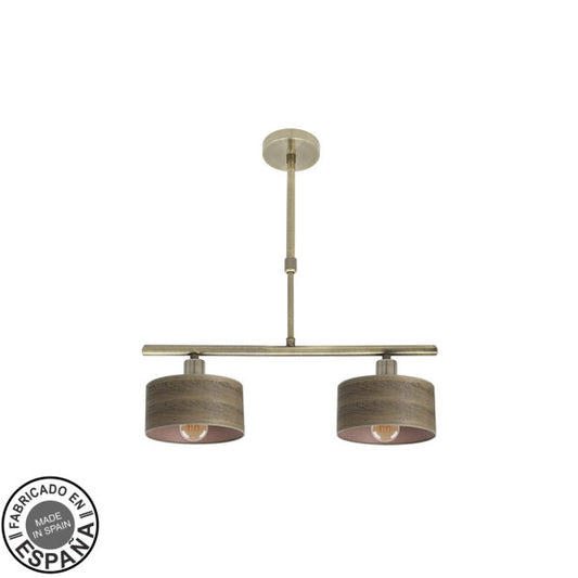Lampara Gilda 2xe14 Cuero/madera Oscura Regx43x14 Cm