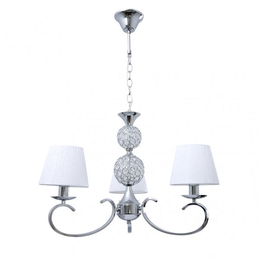 Lampara Ordoñez 3xe14 Cromo Pantalla Blanca Regx60x60 Cm