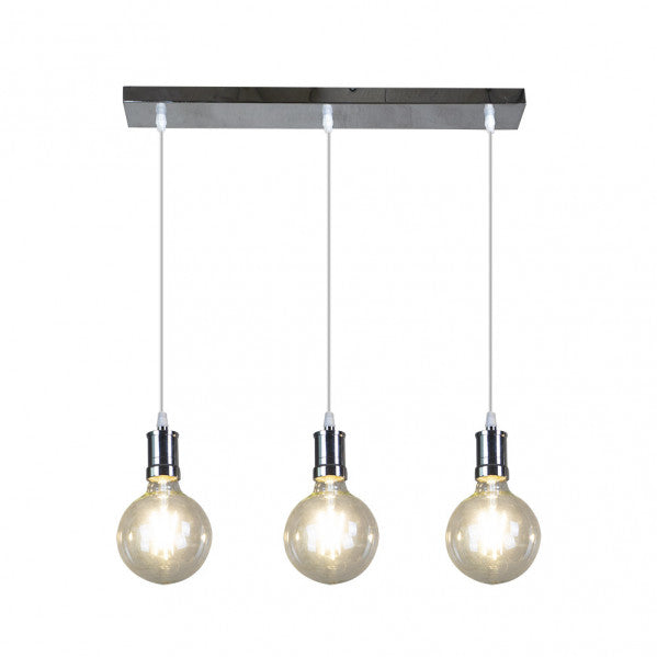Lampara Prisco 3xe27 Cromo/transparente  Bombillas   Incluidas 24w 2700k 2550lm Regx64x12,5 Cm