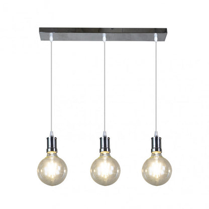 Lampara Prisco 3xe27 Cromo/transparente  Bombillas   Incluidas 24w 2700k 2550lm Regx64x12,5 Cm