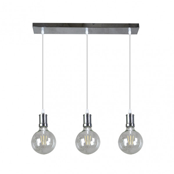 Lampara Prisco 3xe27 Cromo/transparente  Bombillas   Incluidas 24w 2700k 2550lm Regx64x12,5 Cm
