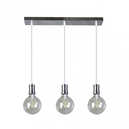 Lampara Prisco 3xe27 Cromo/transparente  Bombillas   Incluidas 24w 2700k 2550lm Regx64x12,5 Cm