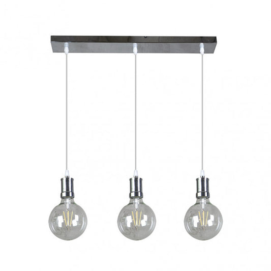 Lampara Prisco 3xe27 Cromo/transparente  Bombillas   Incluidas 24w 2700k 2550lm Regx64x12,5 Cm