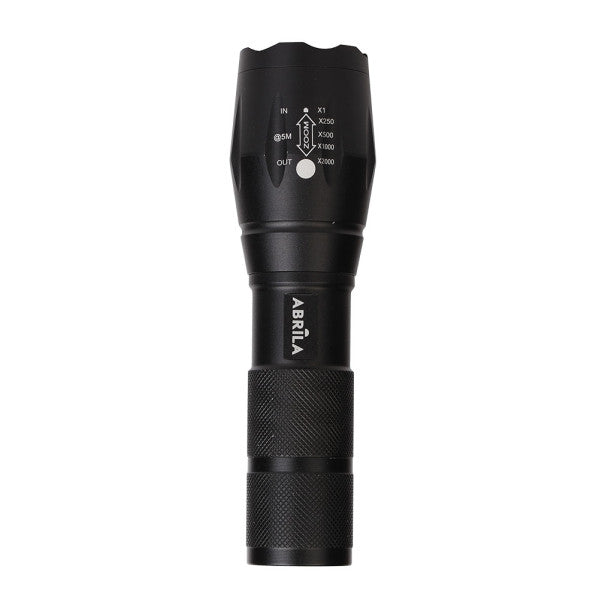 Linterna Led Aluminio Centello Negra 5encend.+zoom 300lm Ip44 C/asa 13,5-15,5x3,6d