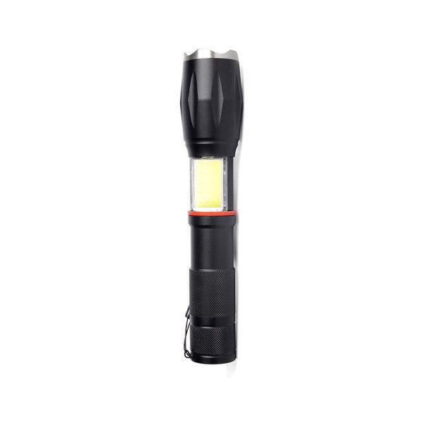 Linterna Led Centello Negra 5encend.+cob+zoom Ip44 300lm Iman Y Asa 15,5/18,6x3,8x3,8 Cm 3xaaa