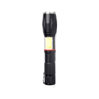 Linterna Led Centello Negra 5encend.+cob+zoom Ip44 300lm Iman Y Asa 15,5/18,6x3,8x3,8 Cm 3xaaa