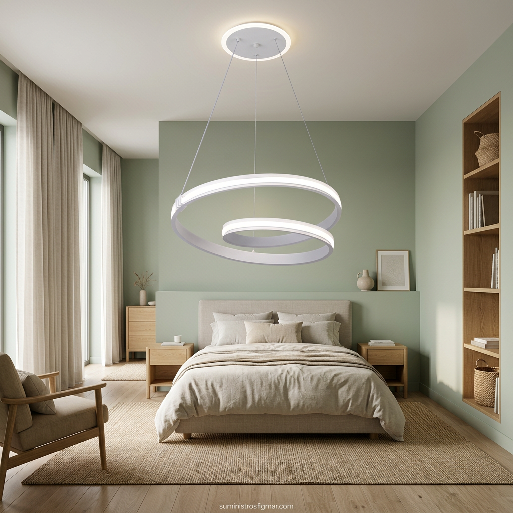 Luster blanca en dormitorio