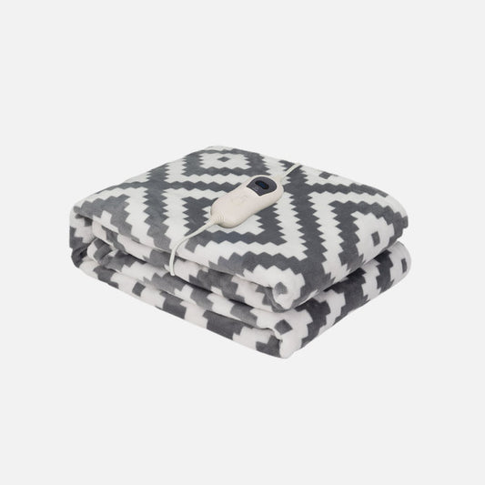 Manta Elect.Tejada Etnico Gris/blanco 120w 160x120cm 3 Niveles,autoapagado,desmontable,lavable